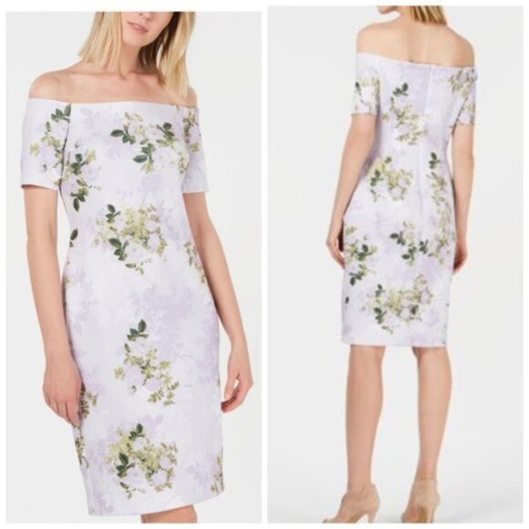 Calvin Klein Off the Shoulder Scuba dress Purple Size 12 P - Picture 10 of 10